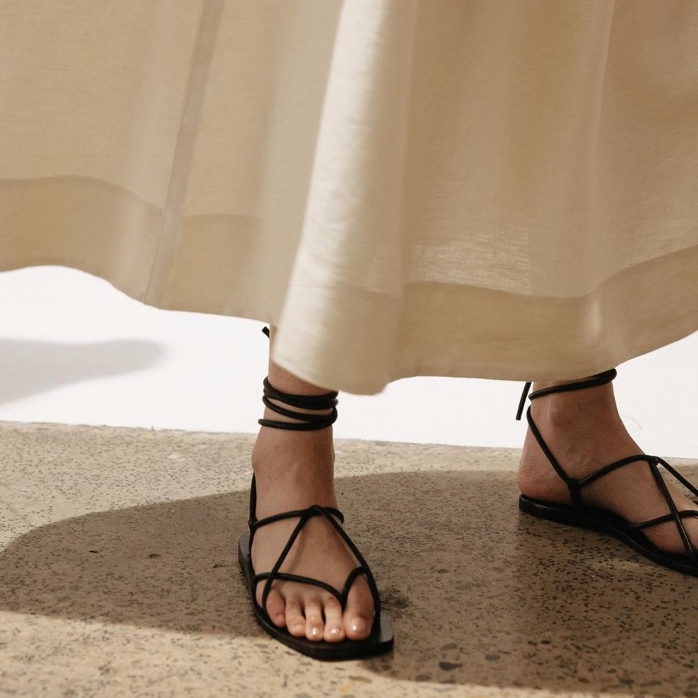 A. EMERY Black Hazel Leather Sandal